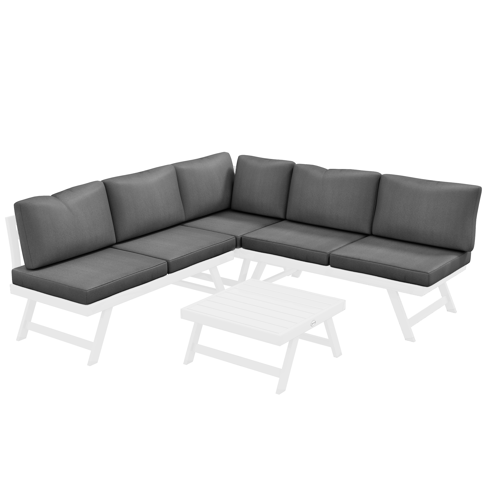 Canapé De Jardin 4 Places, Ensemble Lounge Extérieur, 115x61x65 Cm, Gris Et Blanc