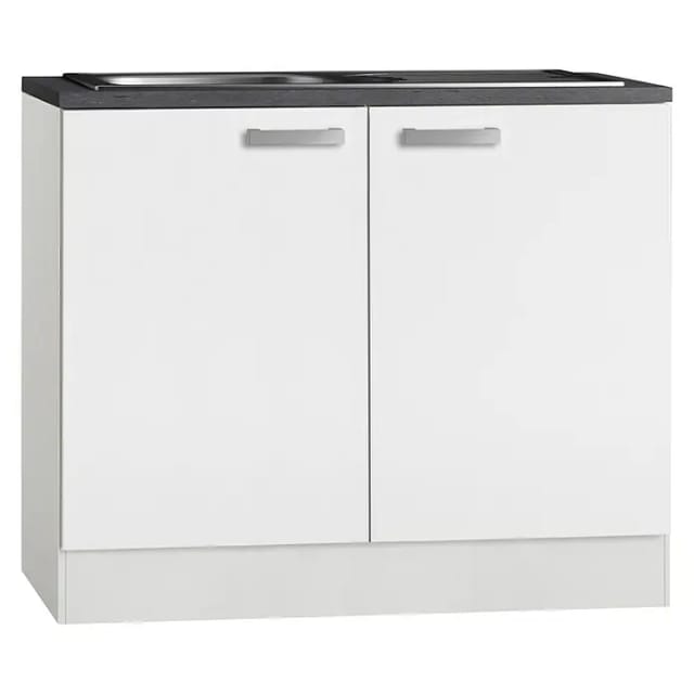 Optifit Küchen-Spülenunterschrank mit Einbauspüle Salo214 100cmx84,8cmx60cm Weiß