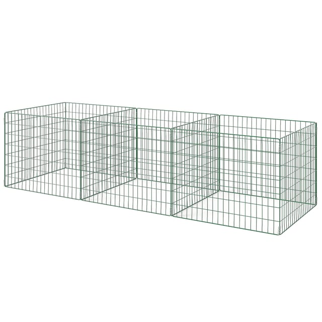Composteur 1680 Litres, 270 X 90 X 70 Cm, 3 Compartiments, Compost Rapide En Acier, Résistant Aux Intempéries, Vert