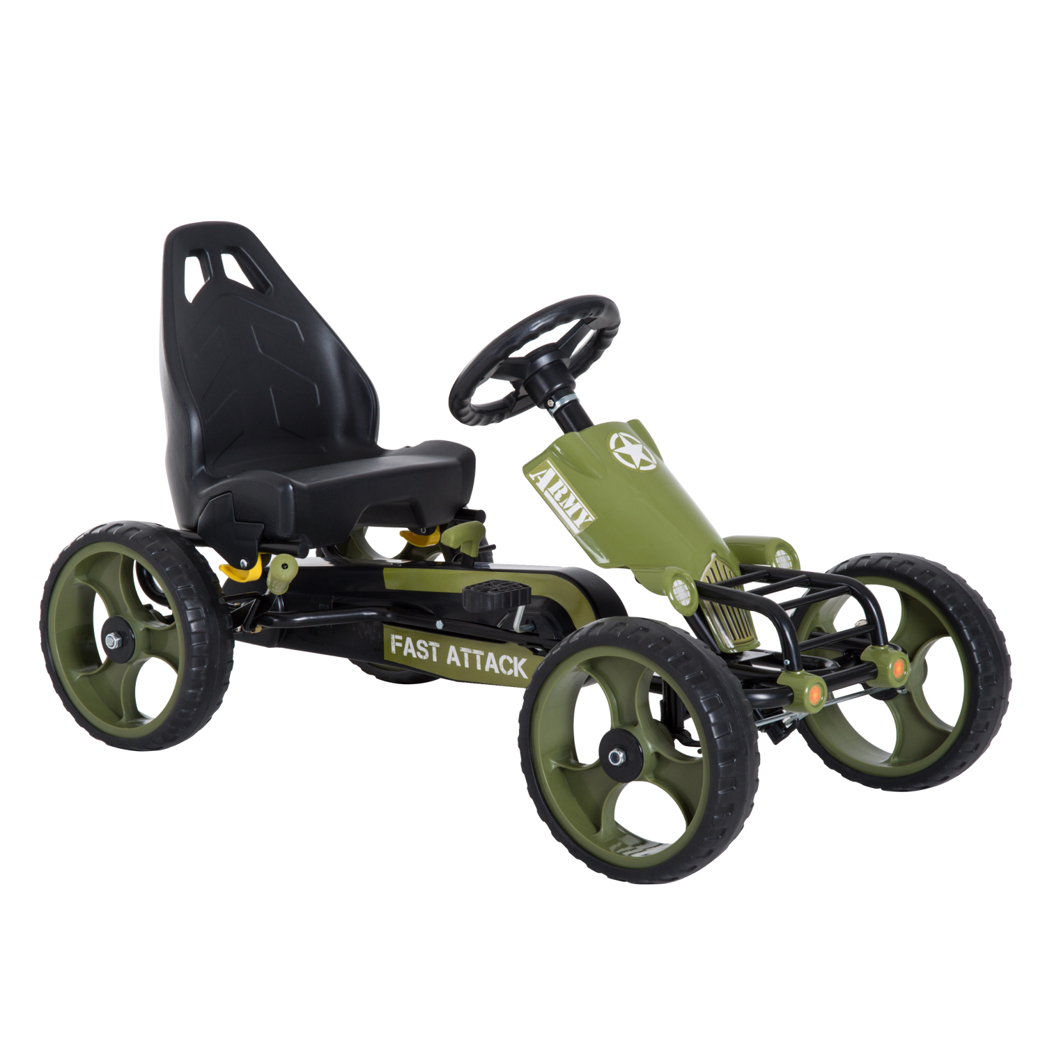Go-kart Enfant Avec Frein À Main, Voiture À Pédales Réglable, Véhicule Pour Enfants, Pour Âges 3+ Et Plus, Vert, 105 X 54 X 61 Cm