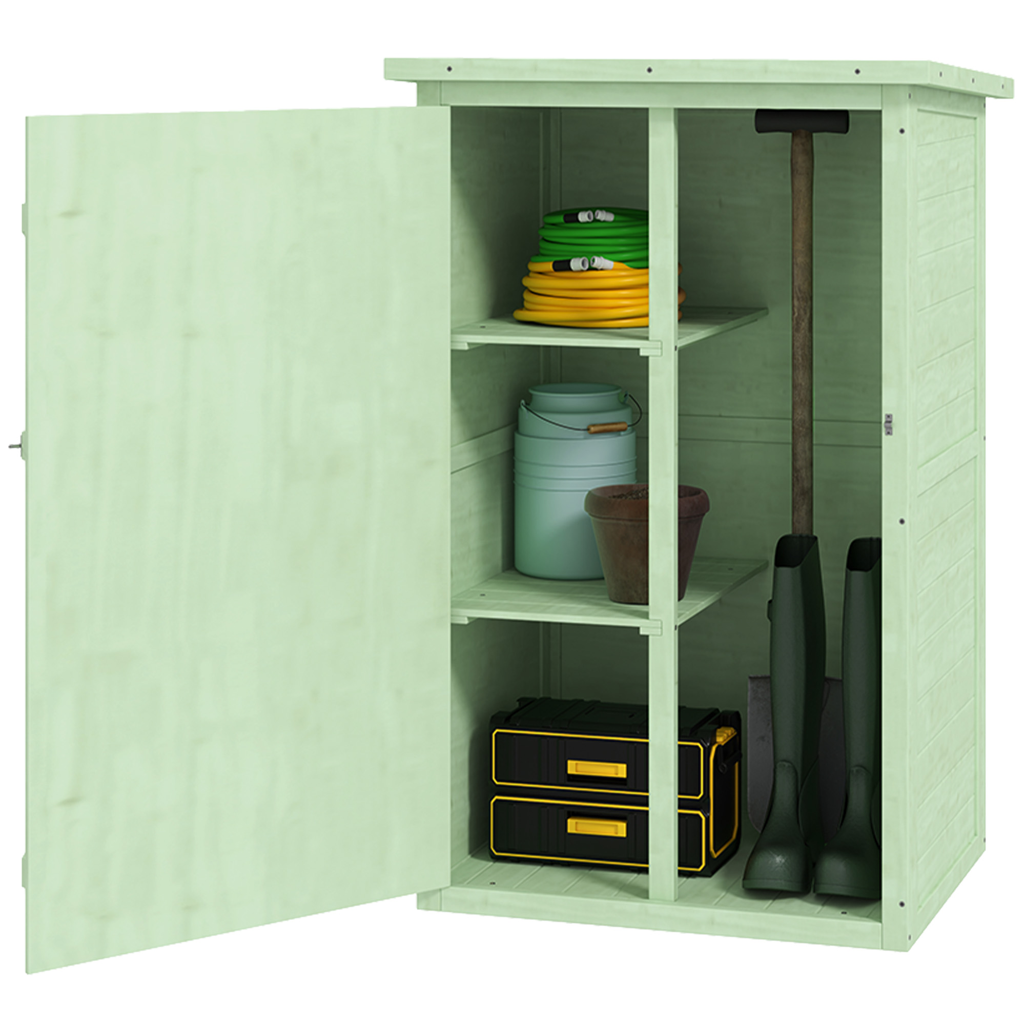Abri De Jardin Verrouillable Avec Rangement, Toit Incliné, Base En Asphalte, 75x56x115 Cm