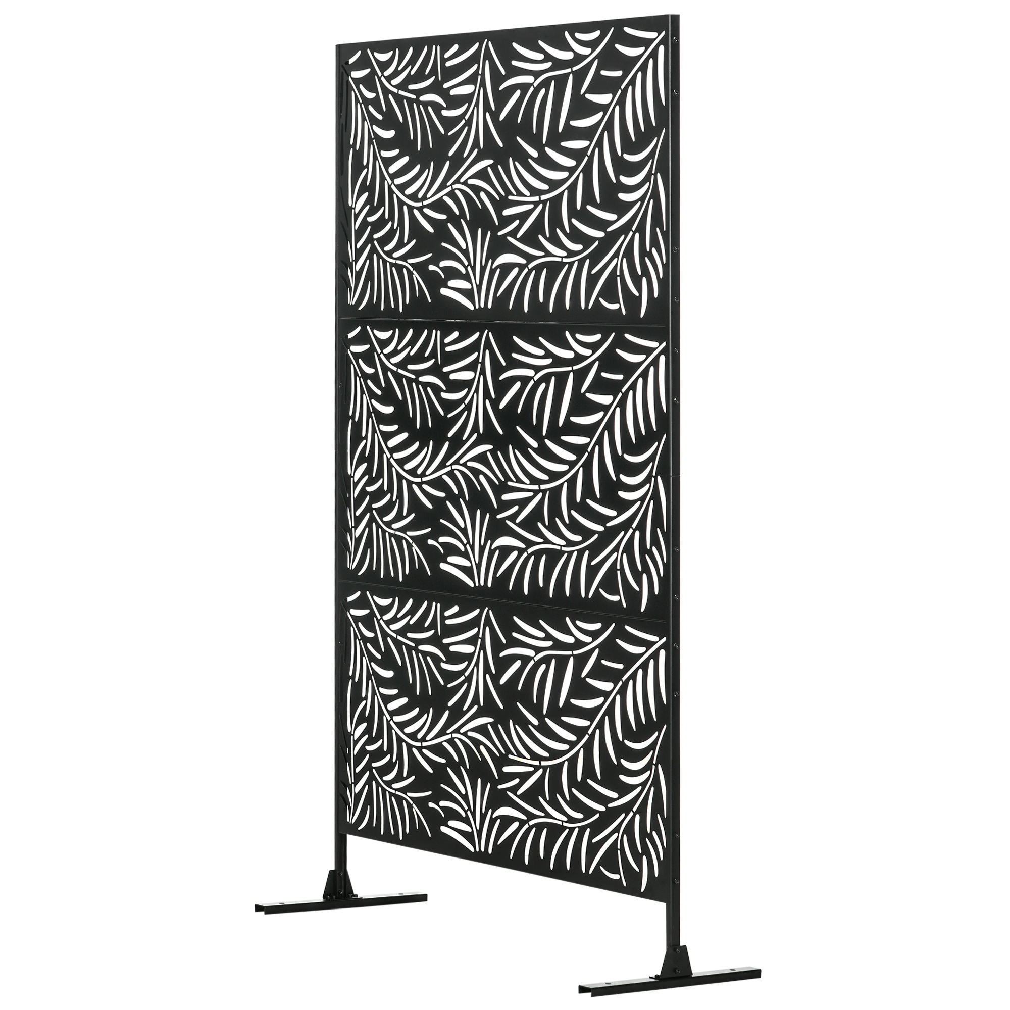 Panneau D'Intimité Résistant Aux Intempéries, Acier, Noir, 122 X 45 X 198 Cm, Kit Complet Pour Terrasse Et Jardin