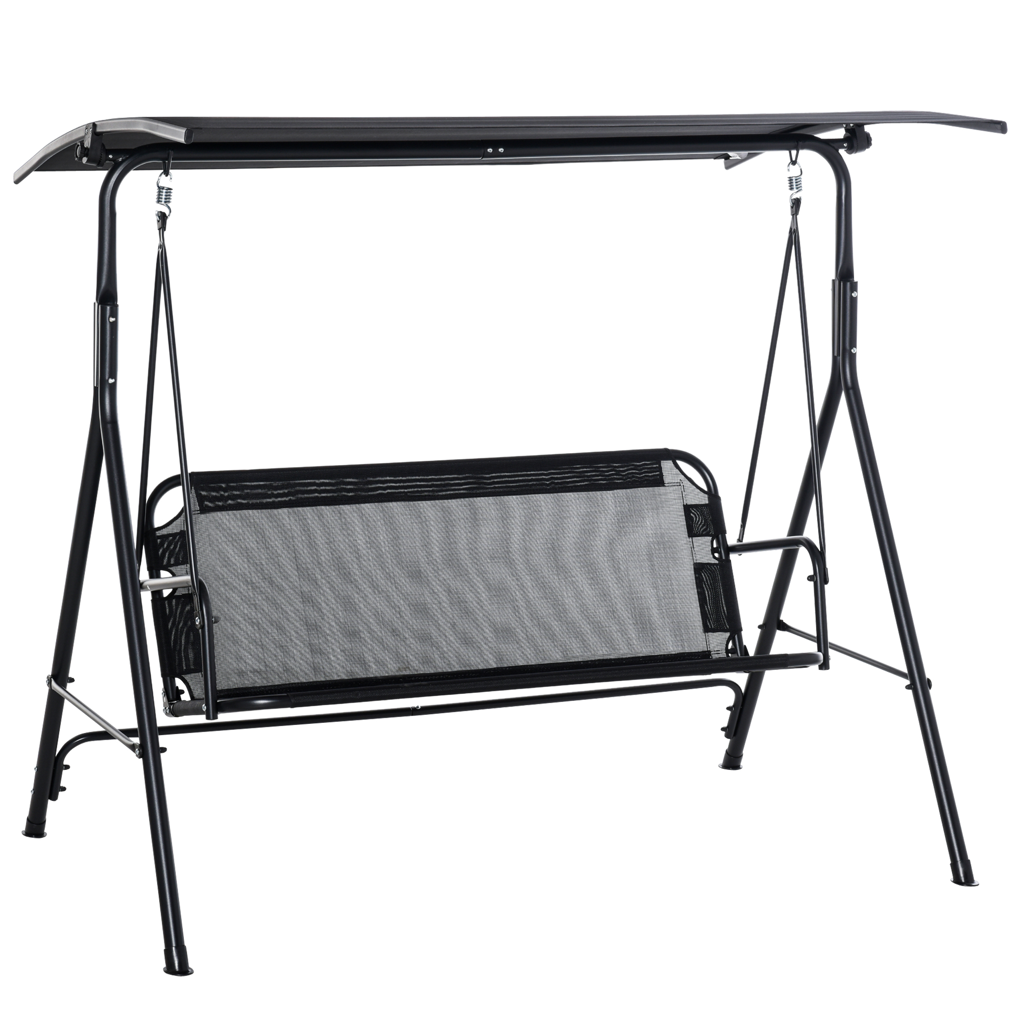 Places Hollywood Swing, Chaise De Jardin Extérieur, Résistante Aux Uv, Tube Métallique Haute Qualité, Inclinaison Réglable, Noire
