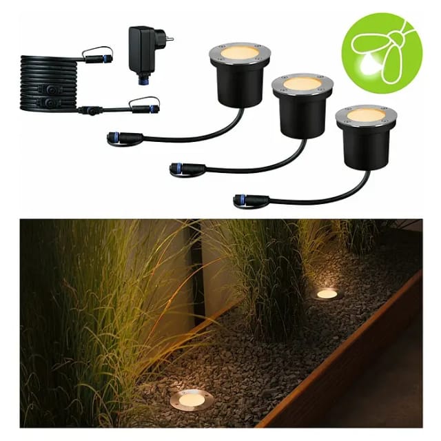 Paulmann LED-Outdoor-Bodeneinbaustrahler Floor Plug & Shine 3 Stk Ø 9,8 cm