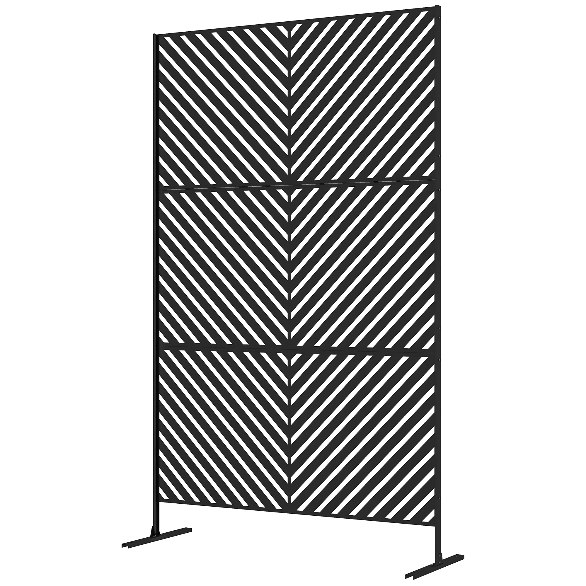 Panneau De Confidentialité Géométrique En Métal Noir 122x45x198 Cm Pour Jardin, Écran De Séparation Extérieur