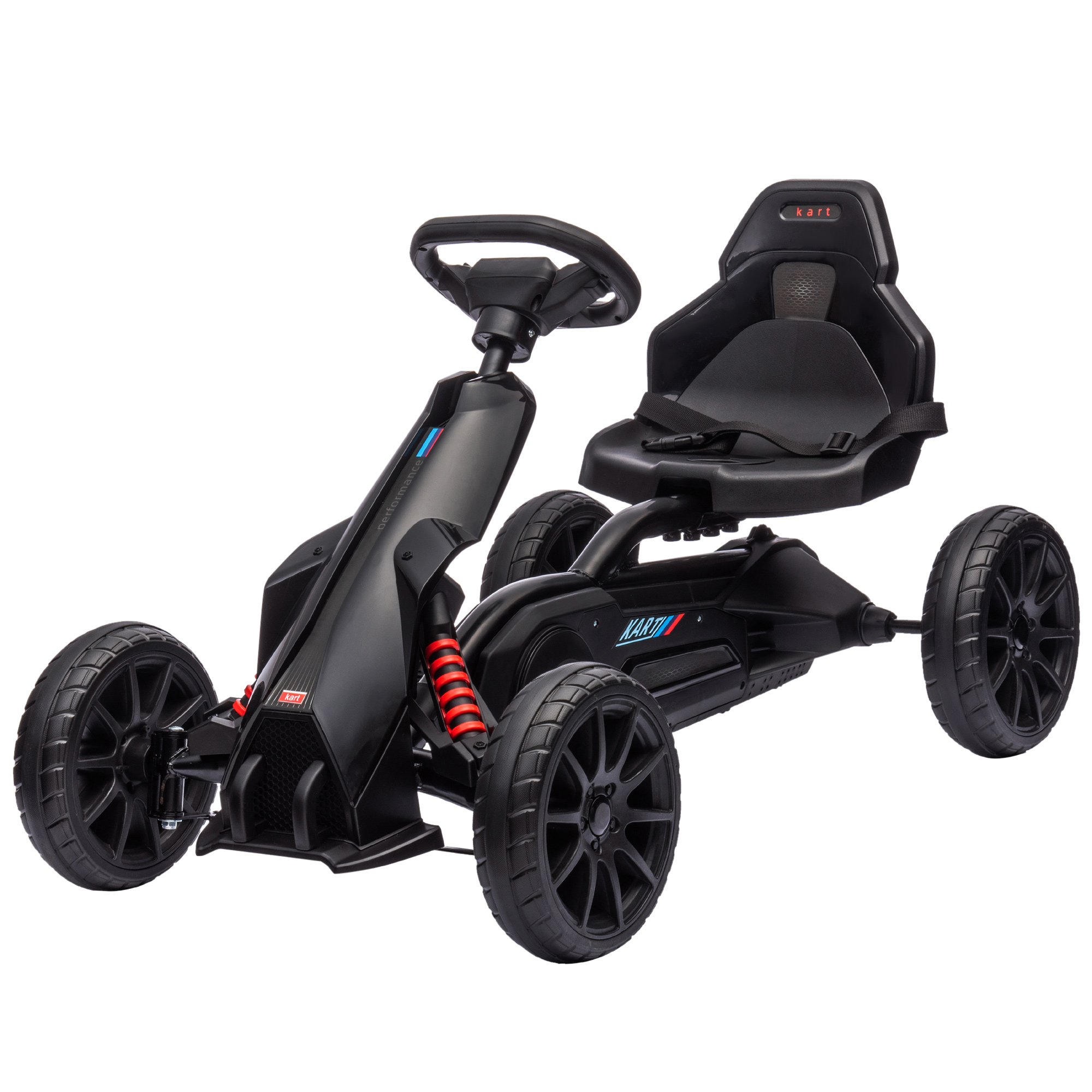 Go-kart, Voiture À Pédales Avec Siège Réglable Et Frein À Main, Pour Enfants De 3 À 8 Ans, Extérieur, Noir