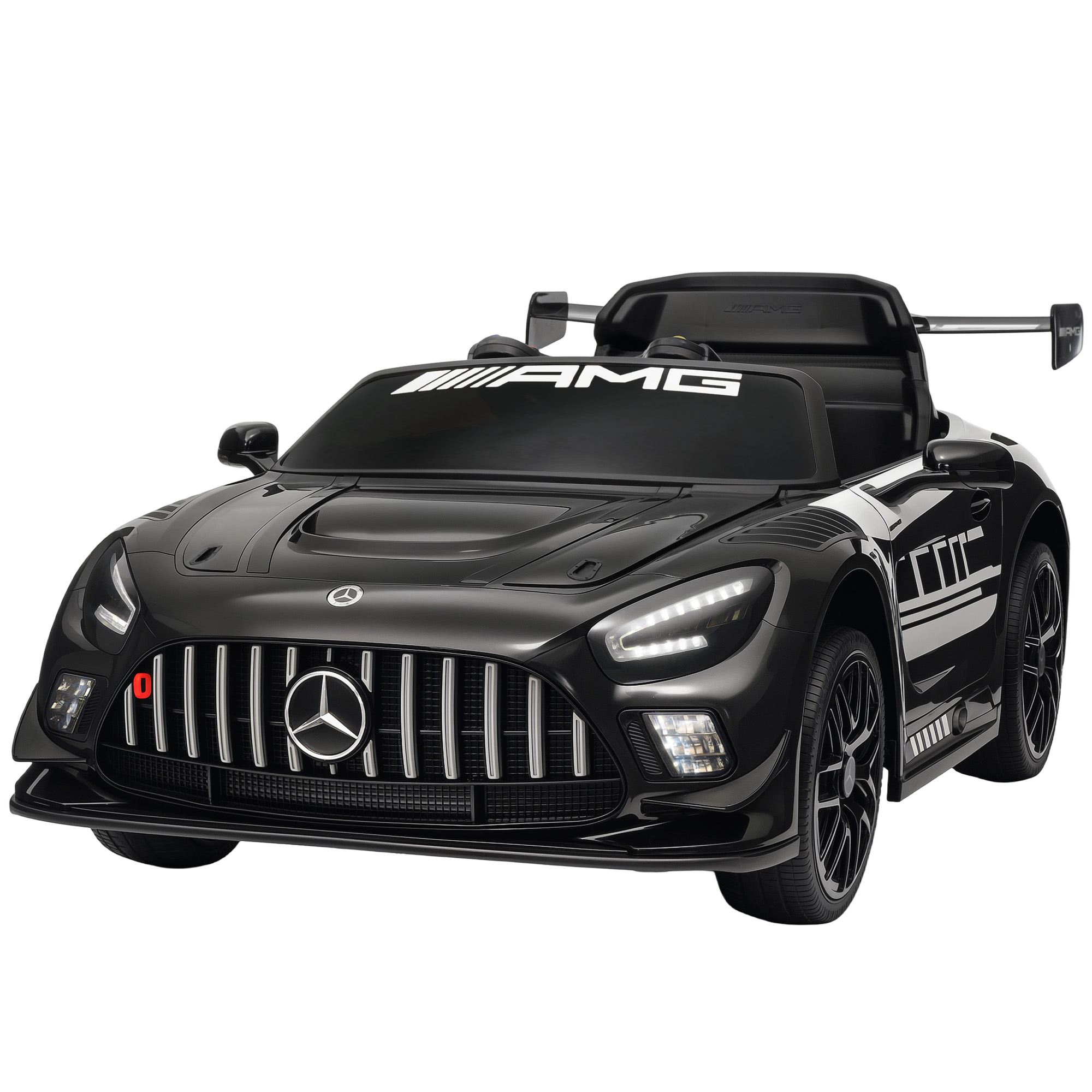 Mercedes Voiture Électrique Enfant, Batterie 12v, Lumières Led, Musique, Klaxon, Noir, Âges 3-8 Ans
