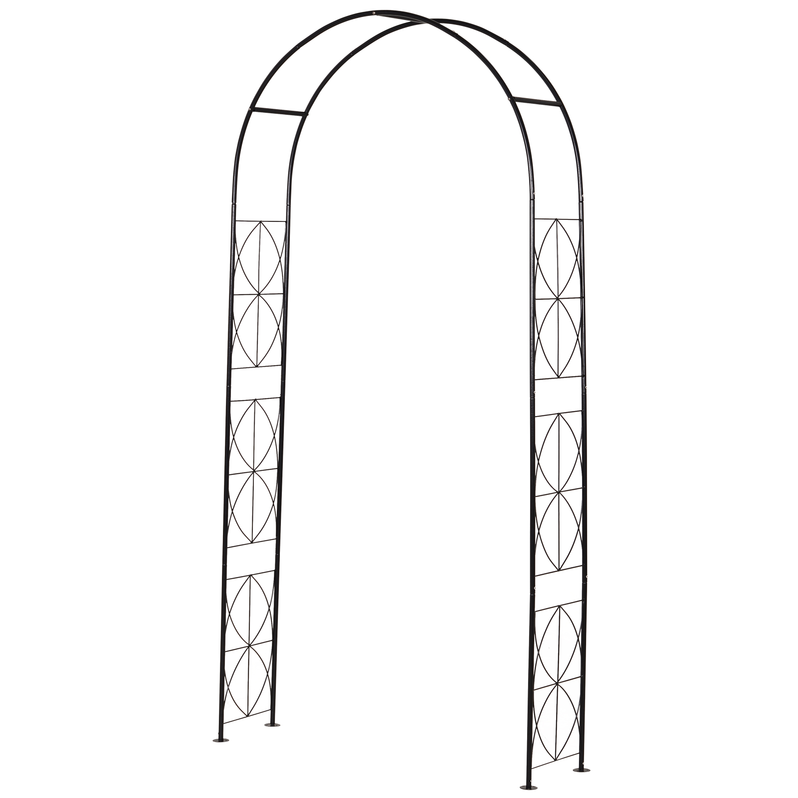 Arceau Métallique Pour Plantes Grimpantes, Support À Rosiers Avec Sommet Pointu, Structure En Fer, Tonnelle, Treillis De Jardin, Tuteur Pour Rosiers Grimpants, 114 X 30 X 230 Cm, Noir