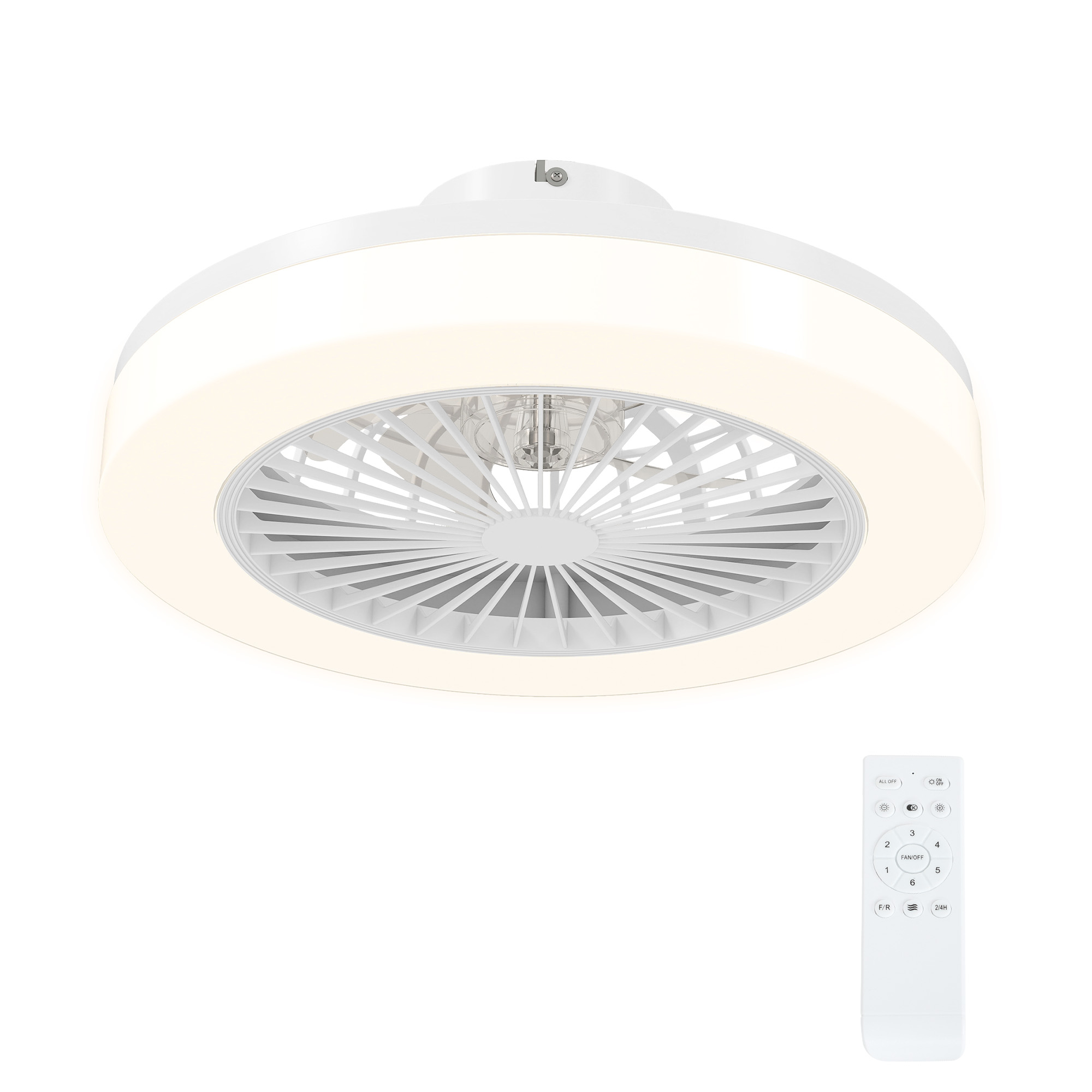 Ventilateur De Plafond Avec Éclairage Led, 6 Vitesses, Télécommande, Blanc