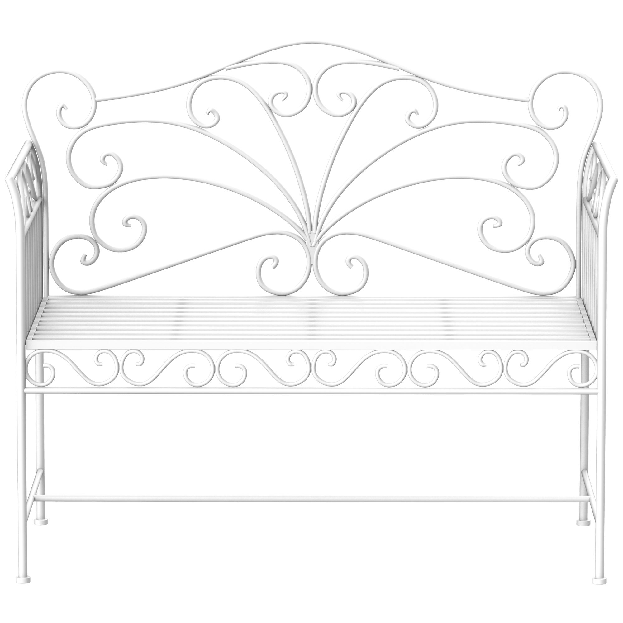 Banc De Jardin Robuste 2 Places, Banc En Acier Inoxydable Pour Parc, Mobilier D'Extérieur, 111 X 50 X 98 Cm, Blanc