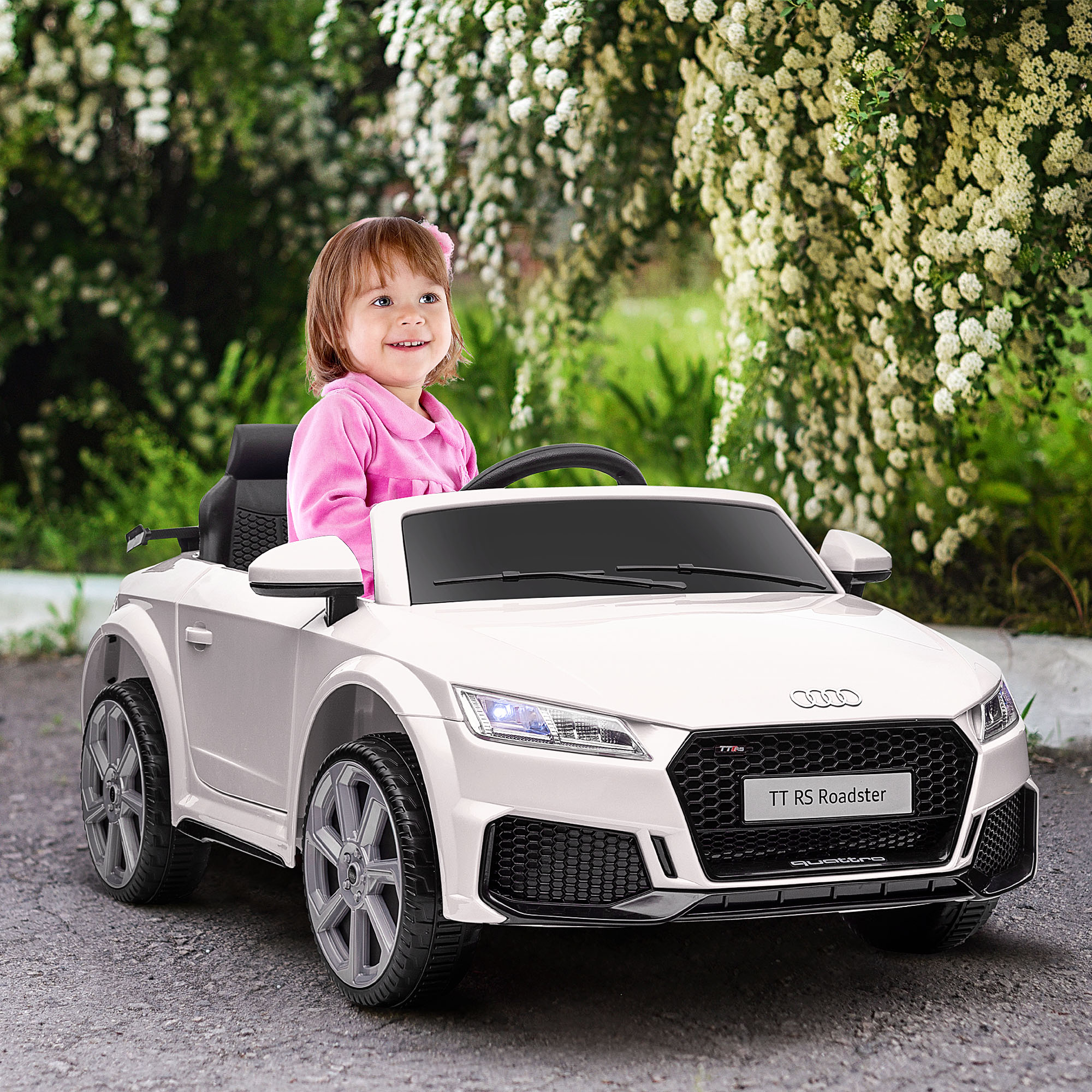 Elektroauto Für Kinder – Audi Tt Rs – 12 V, 30 W – Max. 3 Km/h – 2,4-ghz-fernbedienung – Sound- Und Lichteffekte – Weiß
