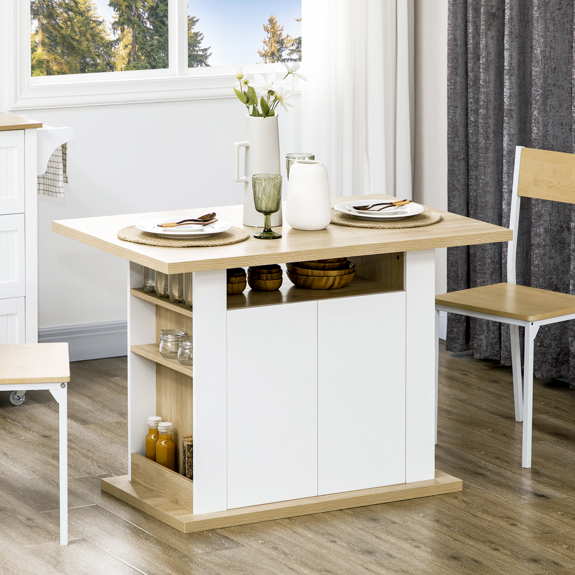 Kücheninsel Mit Großer Arbeitsfläche Für 4 Personen – Maße 110 X 70 X 75,5 Cm (l X B X H)