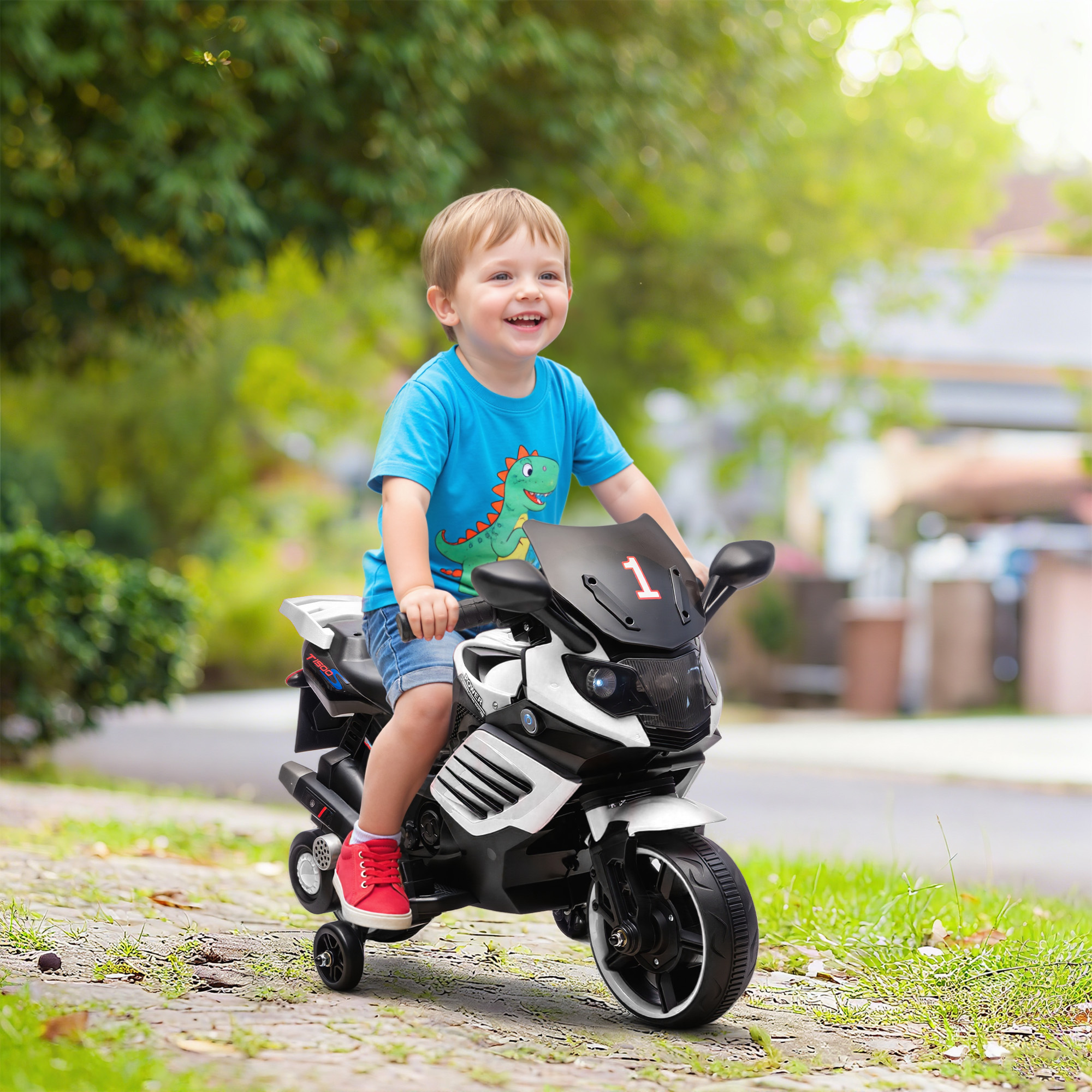 6v Elektromotorrad Für Kinder Im Alter Von 18 Bis 36 Monaten, Weiß, Mit Abnehmbaren Rädern, Scheinwerfern Und Musik.
