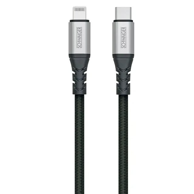 Schwaiger® Type C - Lightning Syn und Ladekabel Unzerstörbar Schwarz 1,2 m