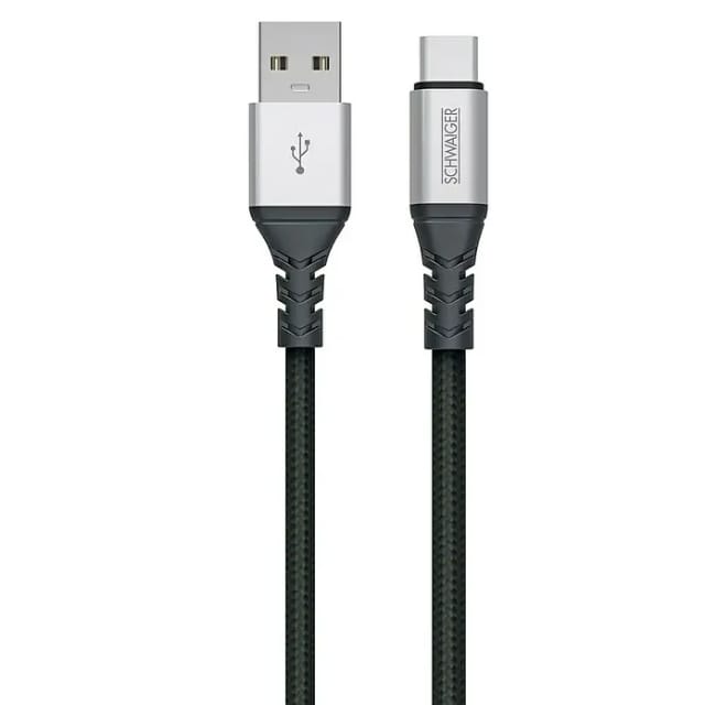 Schwaiger® Type C - A Sync und Ladekabel Unzerstörbar Schwarz 1,2 m