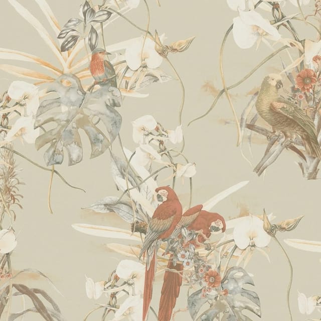 A.S. Création Vliestapete Tropisch Vögel Orange Beige