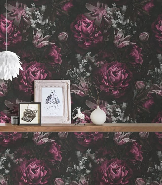 A.S. Création Vliestapete Blumen Lila Schwarz