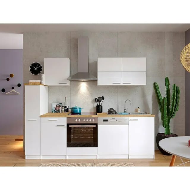 Respekta Küchenzeile KB250WWC 250 cm Weiß