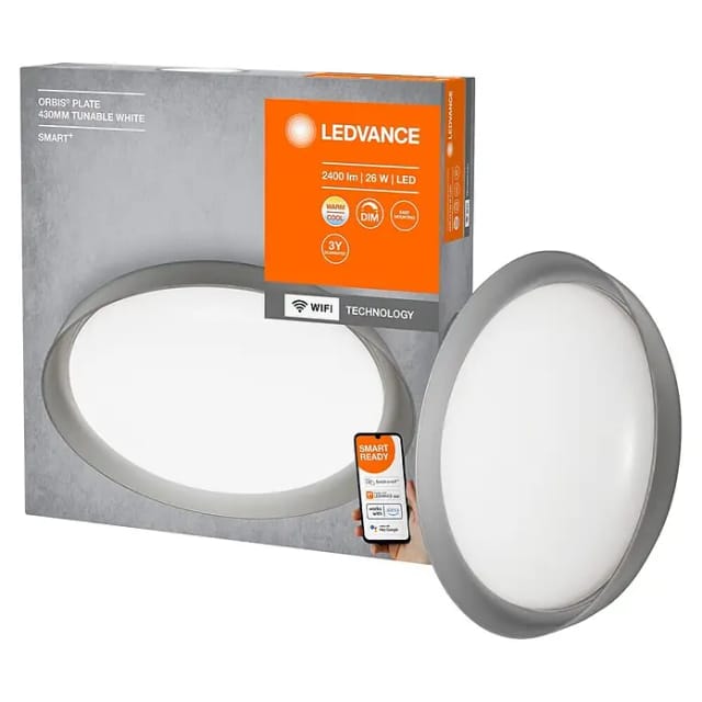 Ledvance Smart+ WiFi Deckenleuchte Orbis Plate Grau Ø 43 cm Tunable White