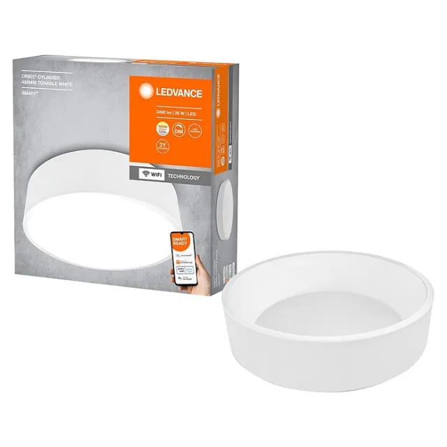 Ledvance Smart+ WiFi Deckenleuchte Orbis Cylinder Weiß Ø 45 cm Tunable White