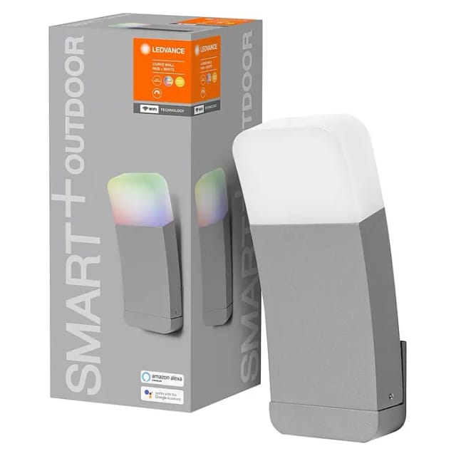Ledvance Smart+ WiFi Außenwandleuchte Curve Silber RGBW Farbwechsel IP44