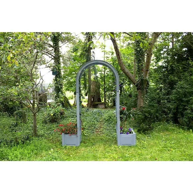 KHW Rosenbogen mit Pflanzkasten Grau