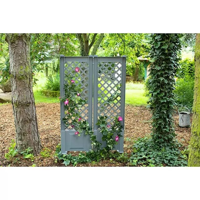 KHW Spalier mit Erdspieß 2er-Set 43 cm Grau