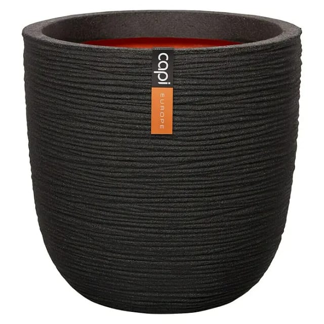 Capi Pflanztopf Nature Rib Kugel Riffel Ø 35 cm x 34 cm Schwarz
