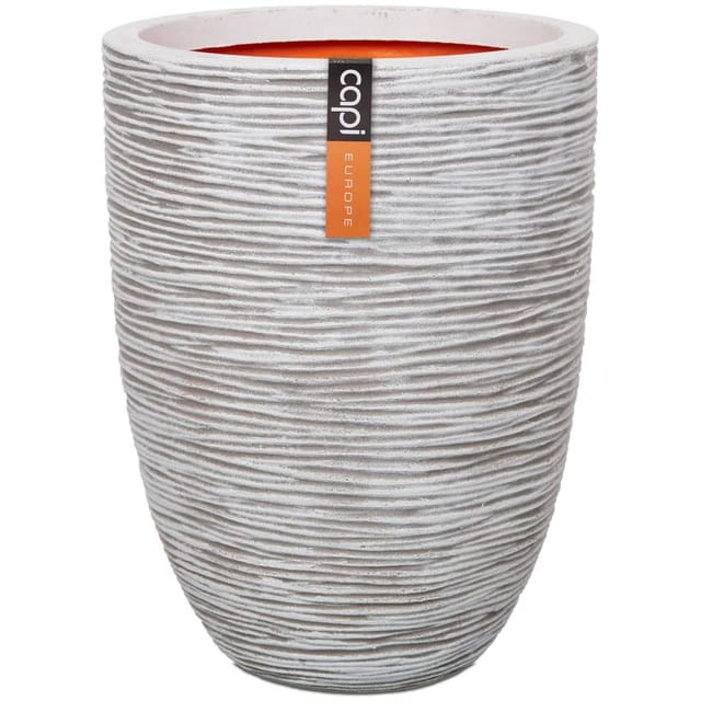 Capi Pflanztopf Nature Rib Elegant niedrig Riffel Ø 46 cm x 58 cm Elfenbein