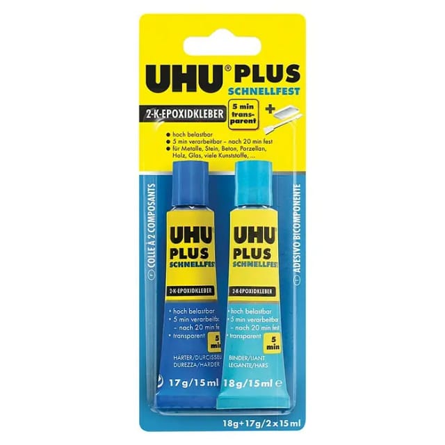 Uhu Plus Schnellfest 2-K-Epoxidkleber Transparent 18 g + 17 g