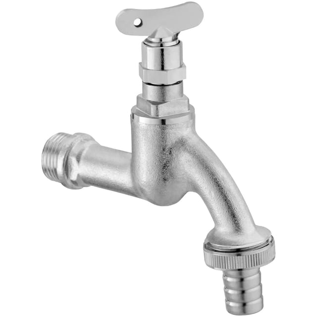 Auslaufventil 21 mm (R 1/2) mit Schlauchverschraubung mit Steckschlüssel