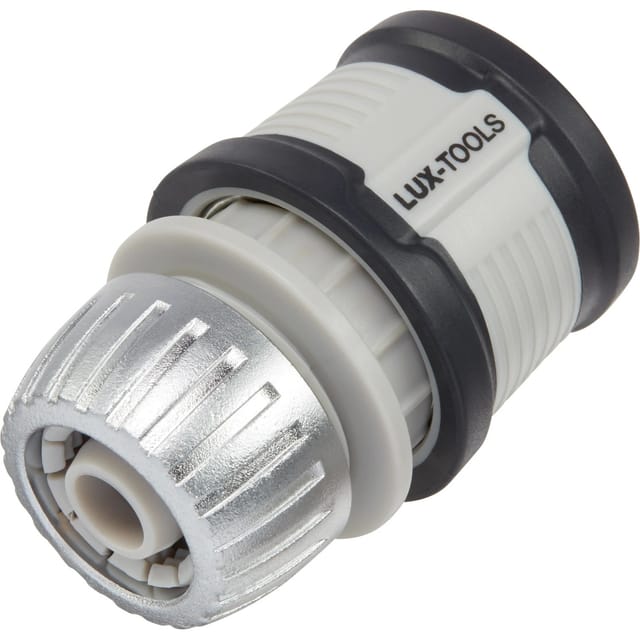 LUX-TOOLS Schlauchstück Metall mit Wasserstopp für 13 mm (1/2 Zoll) Schlauch