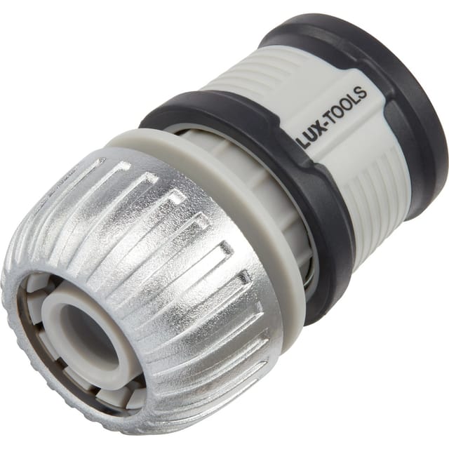 LUX-TOOLS Schlauchstück Metall mit Wasserstop für 19 mm (3/4 Zoll) Schlauch