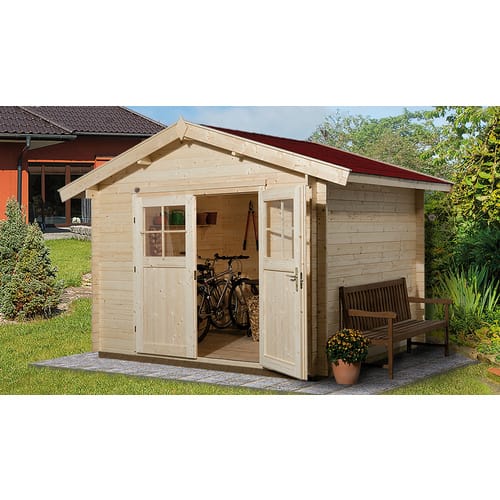 Weka Holz-Gartenhaus Sienna Satteldach Unbehandelt 250 cm x 280 cm
