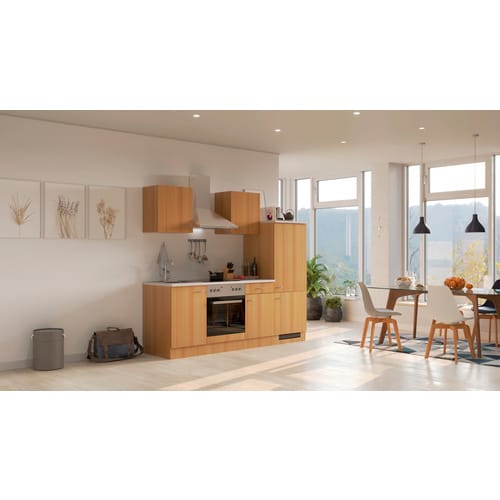 Flex-Well Classic Küchenzeile Nano 220 cm Buche