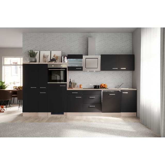 Flex-Well Exclusiv Küchenzeile Lara 360 cm Anthrazit - San Remo Eiche
