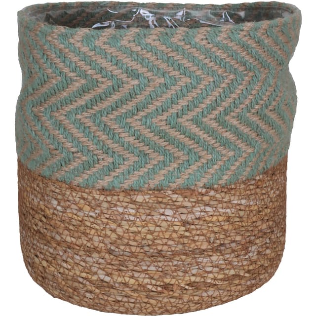 A.H.G. Pflanzkorb aus Seegras und Jutestoff Ø 18 cm x 18 cm Salbei-Natur