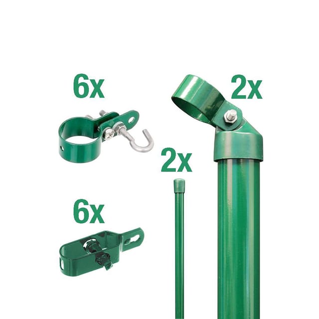 Eck-Set für Maschendraht-Zaun Grün 125 cm Hoch zum Einbetonieren