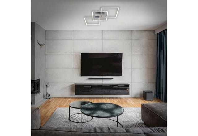 Brilo LED-Deckenleuchte Frame Dimmbar Silber 76,3 cm x 36,8 cm x 7,3