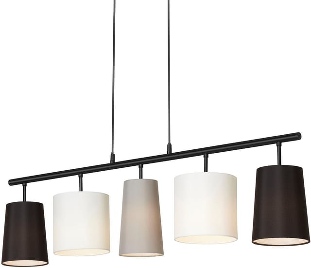 Brilo Pendelleuchte Shades 5-flammig Stoffschirme 96 cm Schwarz