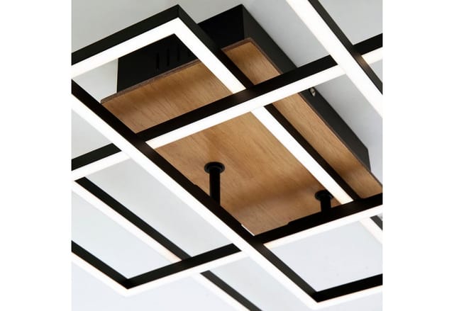 Brilo LED Deckenleuchte Frame Dimmbar CCT Fernbedienung 104 cm Schwarz-Holz