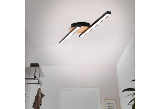 Brilo LED-Deckenleuchte Go Warmweiße Lichtfarbe Schwarz 56 cm x 12 cm x 3,7 cm