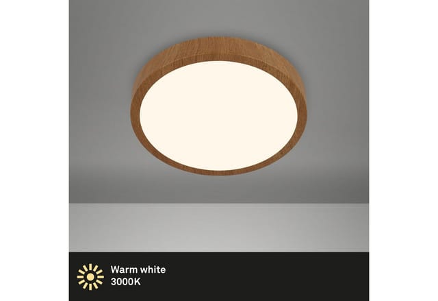 Brilo LED Aufbauleuchte Runa Wood Warmweiße Lichtfarbe 28 cm Holzfarbig