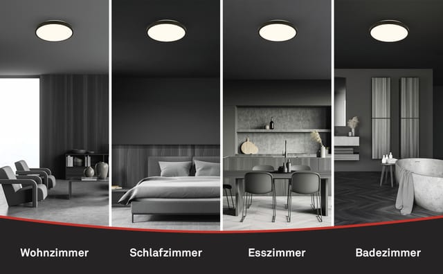 Brilo LED Deckenleuchte Chet Bewegungsmelder Warmweiß 29 x 6,5 cm Schwarz