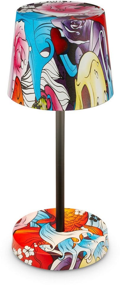 Brilo Akku Tischleuchte Piha Touch Dimmbar 26 cm Graffiti Motiv