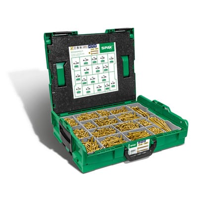 Spax Montagekoffer L-Boxx Senkkopf Kreuzschlitz Z Yellox 2.925 Schrauben 4 Bits