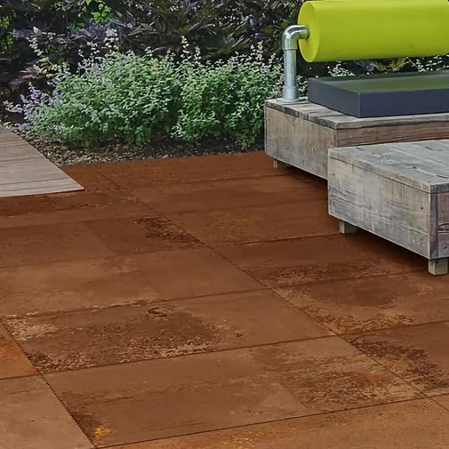 Terrassenplatte Feinsteinzeug Metallic Copper Glasiert Matt 100 x 100 x 2 cm