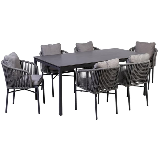 Greemotion Gartenmöbel-Set Calgary 1 Edelstahl/ Aluminium 7-tlg. Anthrazit