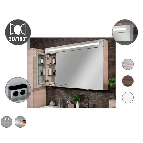 Fackelmann Spiegelschrank B.Clever Alaska Esche 120 cm mit Softclose Türen
