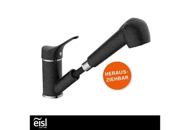 Eisl Spültischarmatur Granit mit herausziehbarer Geschirrbrause Granit Schwarz